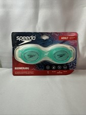 Speedo Adult Boomerang Swim Goggles, Ages 15 , Aqua, Latex Free, Anti Fog, New