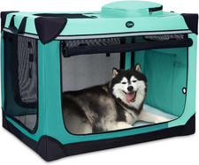 Collapsible Dog Crate, 42 Inch Portable Travel Dog Crate for Large Dogs, 4-Door