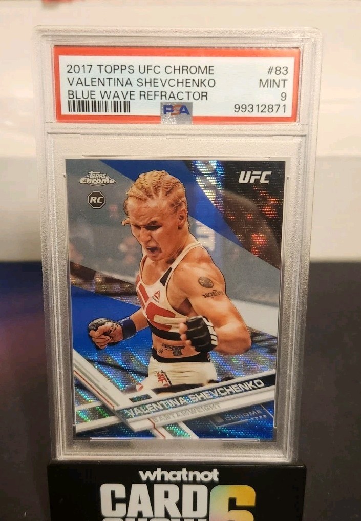 Valentina Shevchenko 2017 Topps Chrome UFC Rookie RC Blue Wave #83 /75 PSA 9 SP