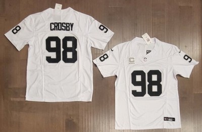 Vegas Raiders Maxx Crosby #98 Stitched Road White F.U.S.E Jersey w/C Patch NWT