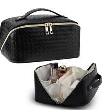 Travel Makeup Bag, Toiletry Organizer, Large Capacity PU Leather