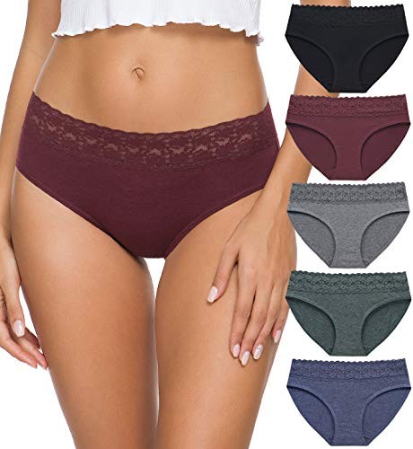 Cotton Panties for Women Bikini Underwear Medium Lace Panties -Darkcolor - Picture 2 of 8