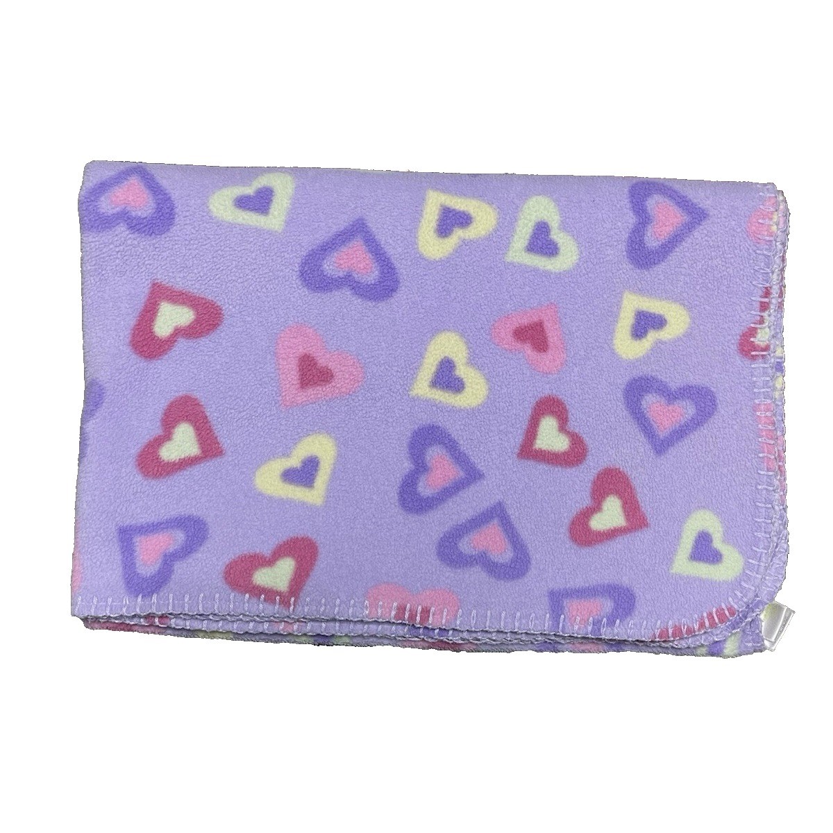 Circo Baby Blanket Purple Pink Hearts Fleece Blanket Stitch Trim HTF Rare