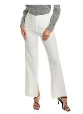 ELIE TAHARI HEM SLIT SKY WHITE HIGH RISE WIDE LEG PANTS SZ 6 MINIMALIST CAREER