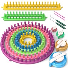Knitting Loom Kit with Pompom Maker, Round Knitting Loom for Hat, Rectangular...