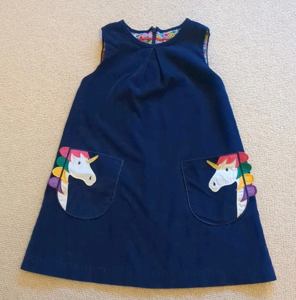 Robe Pinafore Vintage Pour Fille Mini Boden - Âge 5-6 Ans, Style Rétro En Needlecord Bleu