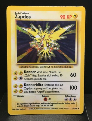 Zapdos Holo Base Set Lightweight Bespielt- German Pokemon Card | eBay