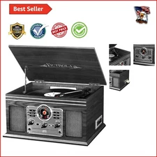 Stylish Grey 6-in-1 Turntable & Bluetooth Multimedia Player for Music Lovers