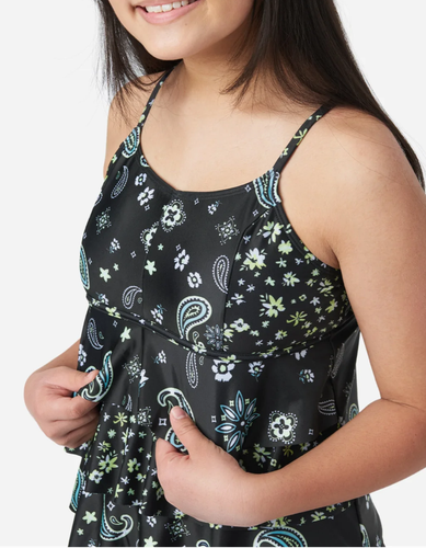 JUSTICE Girls Swimsuit Tankini Bikini Ruffle Swim 10 12 14 16 18 L Black Paisley - Picture 5 of 7