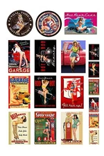 1:25 G scale model garage auto shop pin up signs posters