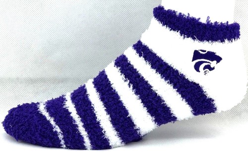 Kansas State Wildcats Purple & White Faded Stripe Fuzzy Socks - Picture 1 of 3