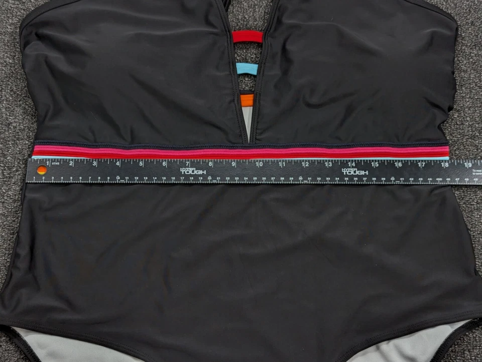 Shein Black & Rainbow Stripe One Piece Swimsuit Bathing Suit Plus Size 3XL - Image 3 of 4