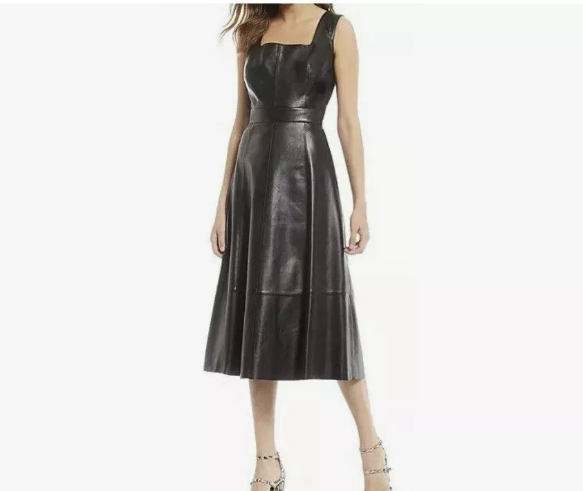NWT Antonio Melani The Luxury Collection Norah Black Leather Dress