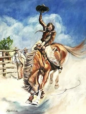 NC Wyeth Bronco Buster my rendition: need for cattle and horse brought the rodeo