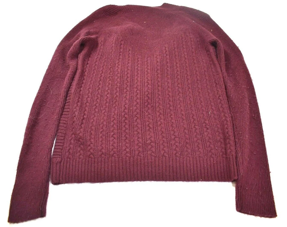 Cardigã suéter feminino Tahari frente aberta lã merino malha cachoeira ameixa GG - Imagem 2 de 4