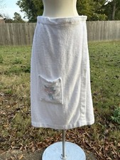 Vintage Cypress White Floral Terry Cloth Bath Towel Wrap Swimsuit Coverup Spring
