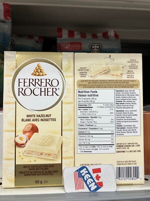 AiWaWa CA, FERRERO ROCHER Premium Chocolate Bar, White Hazelnut Bar, 90g