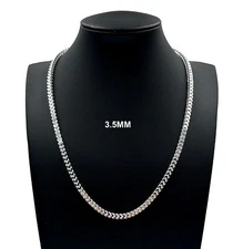 3.5MM Real 925 SOLID Sterling Silver Italian FRANCO LINK CHAIN Necklace UNISEX