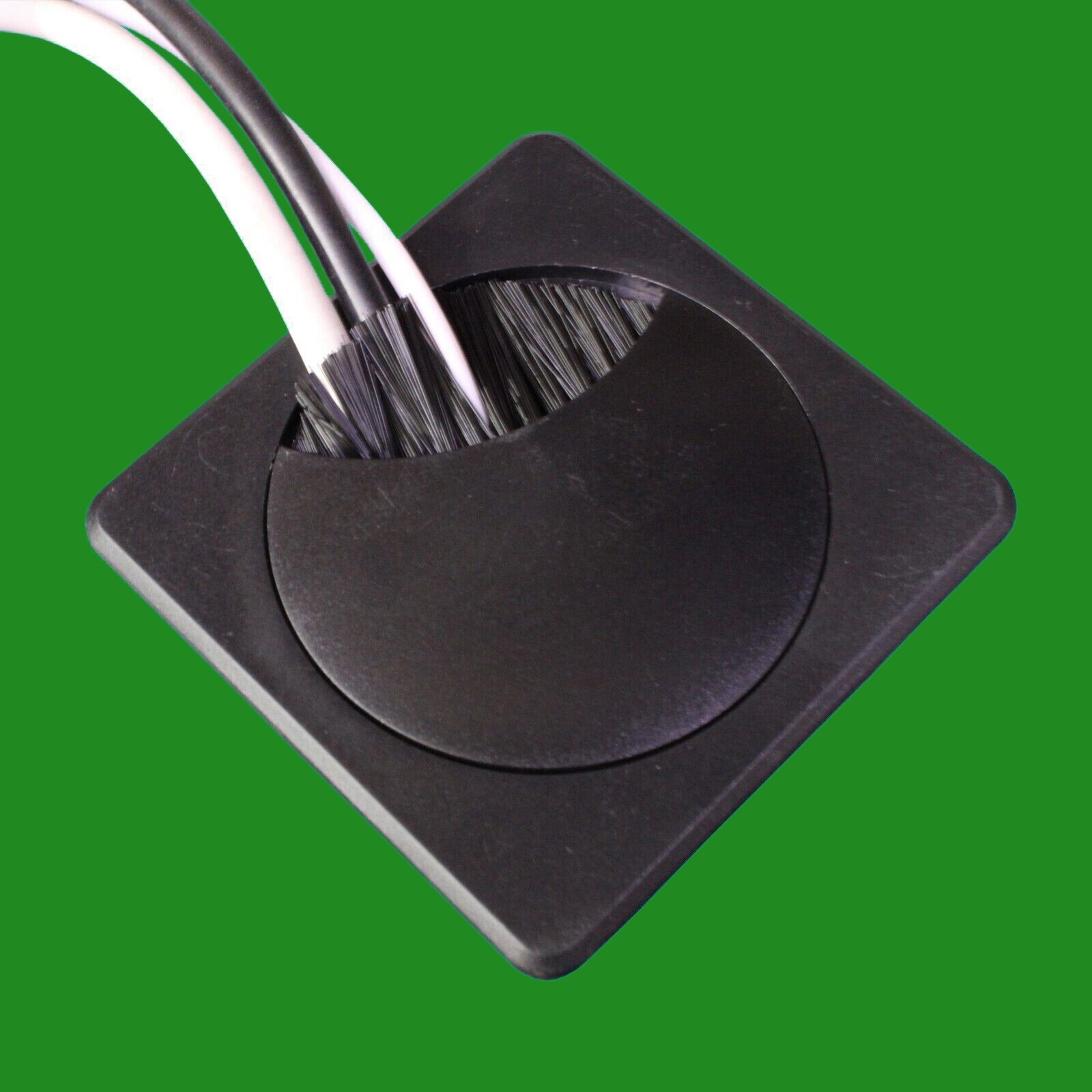 8x Black Square 60mm Computer Desk Brush Grommet, Outlet Wire Hole