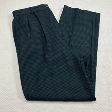 Sag Harbor Womens Dress Pants sz 10 Black Plaid Straight Pleated Elastic Waist