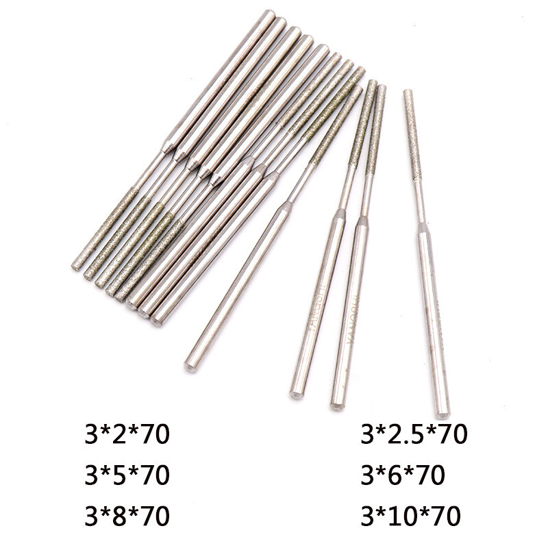 3mm Shank Extra Long Diamond Burr Bits for Dremel Rotary Engraving & Grinding