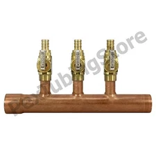 3 Port 1/2" PEX Manifold with Valves by Sioux Chief 672XV0342 SWEAT