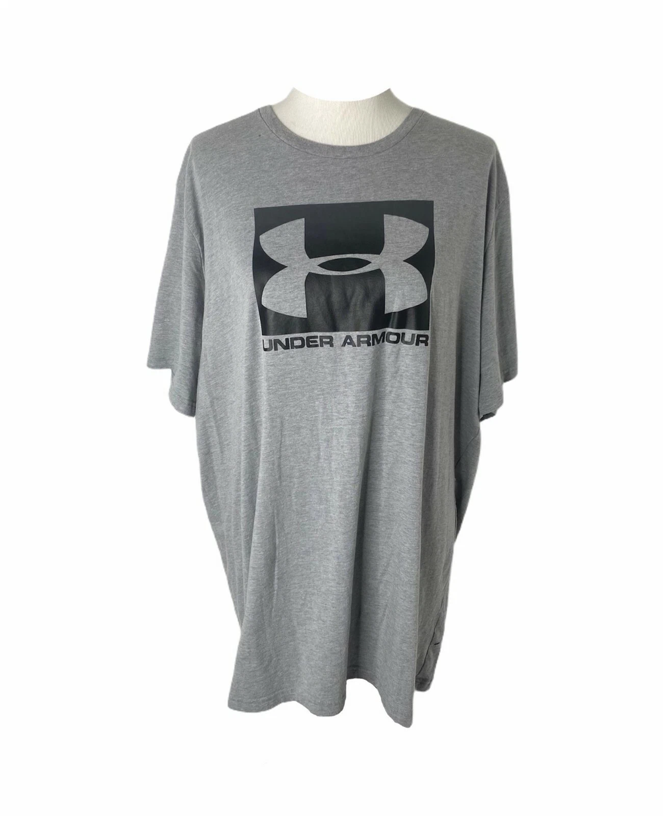 Under Armour Shirt Mens XL Grey Big Logo Short Sleeve Crewneck Athletic