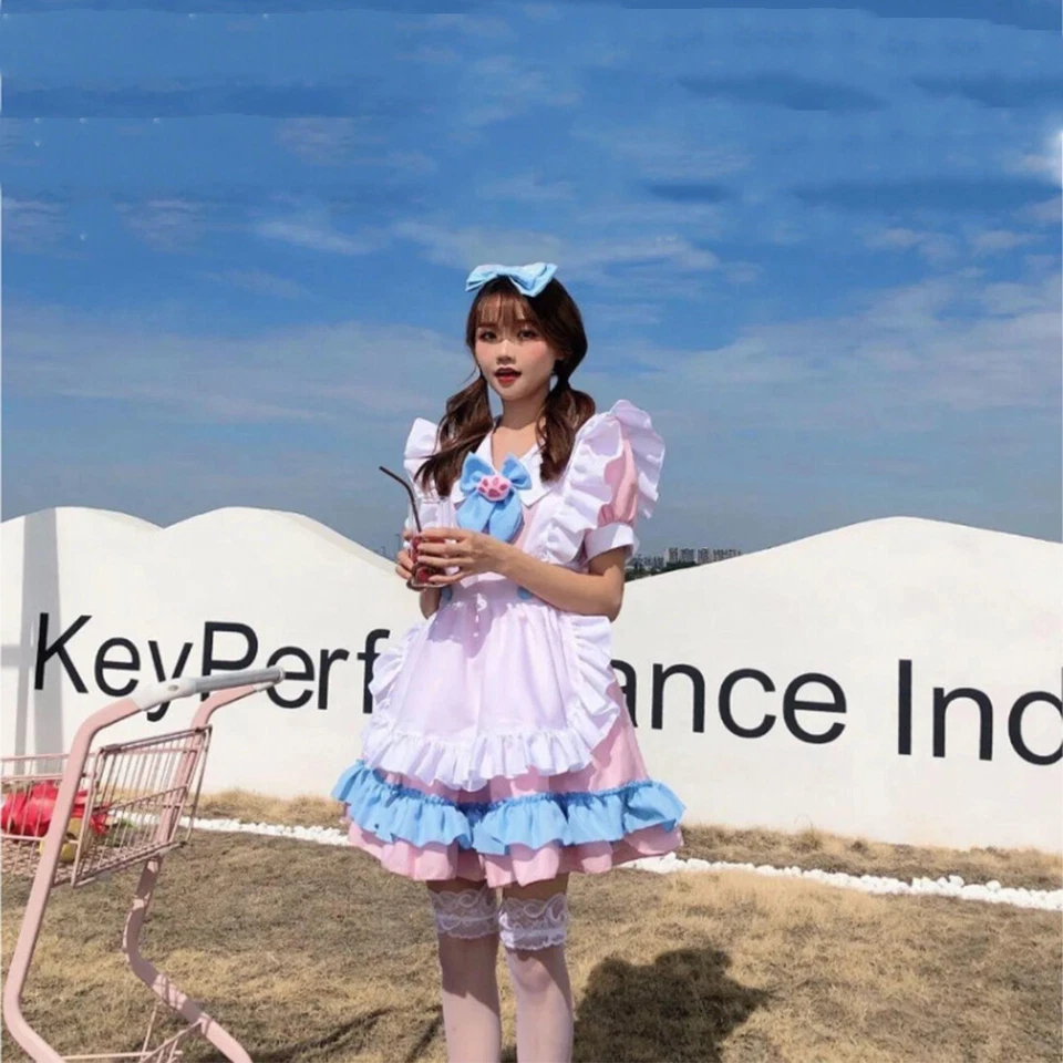 Japón Lindo Vestido Lazo Lolita Criada Amine Uniforme Disfraz Halloween Juegos con disfraces Fiesta Foto 3 de 4