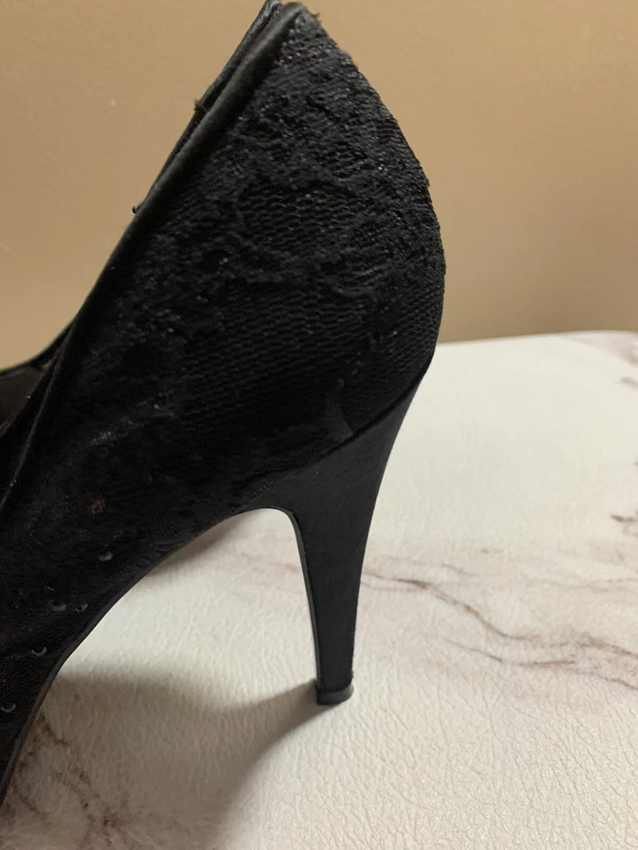 BOMBA TACÓN MALLA ADORNADO NEGRO MUJER NINE WEST TALLA 7.5 Foto 4 de 4