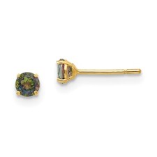 14k Yellow Gold Round Mystic Topaz 3mm Stud Earrings Gift for Women