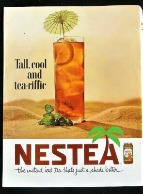 Vtg 1966 Nestea Tall Cool Tea-riffic Instant Iced Tea Advertising Photo Print Ad