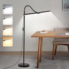 LED Floor Lamp, 15W/1800LM Bright Reading Floor Lamp for Office with Double H...