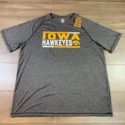 Iowa Hawkeyes T-Shirt NEW Rivalry Threads Short Sleeve Gray Polyester Men s 2XL