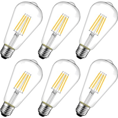 6er Pack ST64 LED Glühbirnen E27 - Ideal für gemütliche Stimmungsbeleuchtung