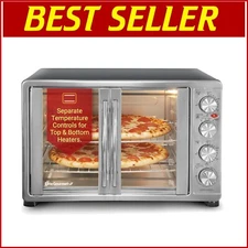 Elegant Stainless Steel 18-Slice Countertop Convection Oven with Rotisserie