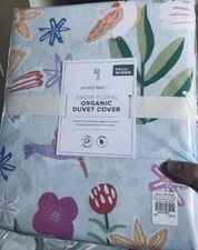 Pottery Barn Naomi Floral Duvet Cover Set Blue Queen 2 Standard Shams Birds Kid