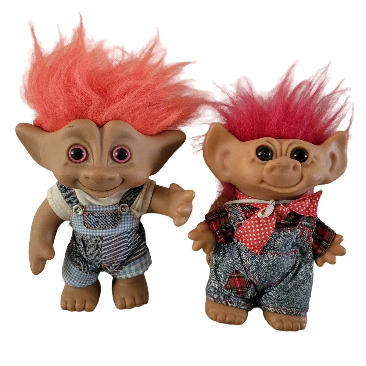 Two Country Troll Dolls 9 in Overalls Ace Novelty Co Inc Bandana