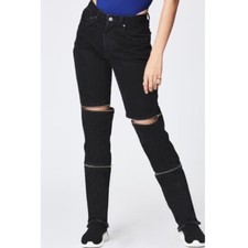 230 Carmar Women'S Black Juliet High-Rise Horizontal-Zip Casual Jeans Size 25