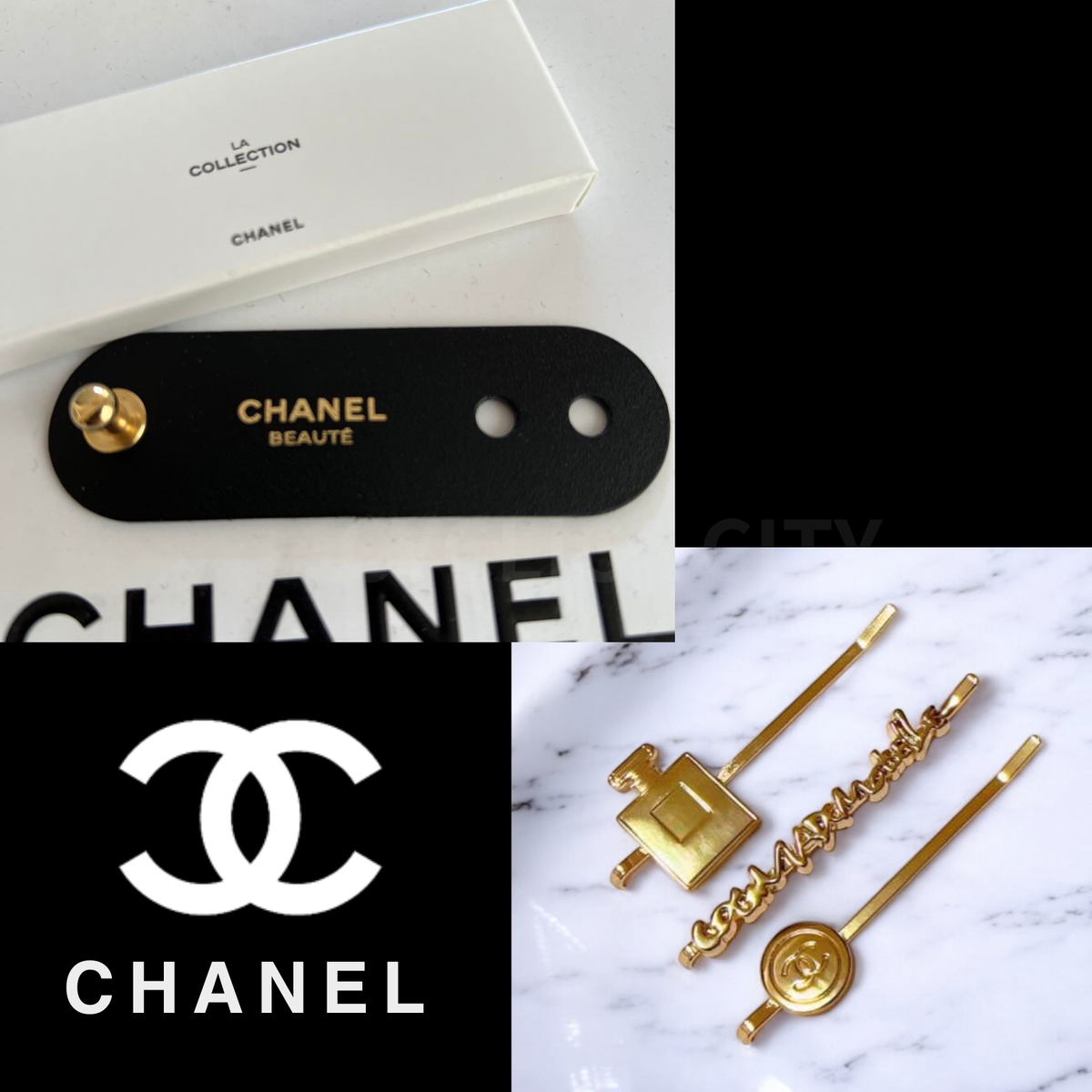CHANEL LA Collection Cable Cord Holder & Hair Pin 3pcs Gold NEW