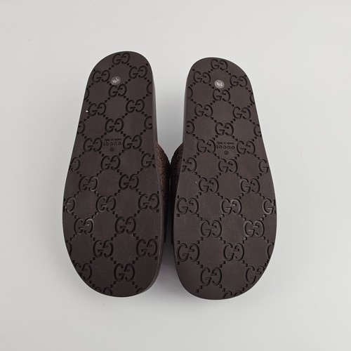 GUCCI $820 Men's Brown GG Suede Slide Sandals New & Authentic - Picture 8 of 11
