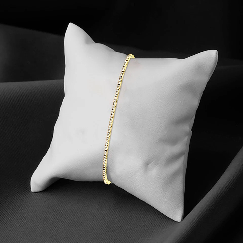 1Ct Round Cut Natural Diamond Tennis Bracelet 14K Yellow Gold 8.5 Inch_USA - Image 3 of 4