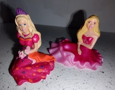 2 Mattel Blond Barbie Mattel Decopac Sitting Princess Cake Toppers 3" tall
