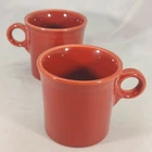 Two Homer Laughlin HLC Fiesta Paprika Coffee Mugs Ring Handle USA Cups