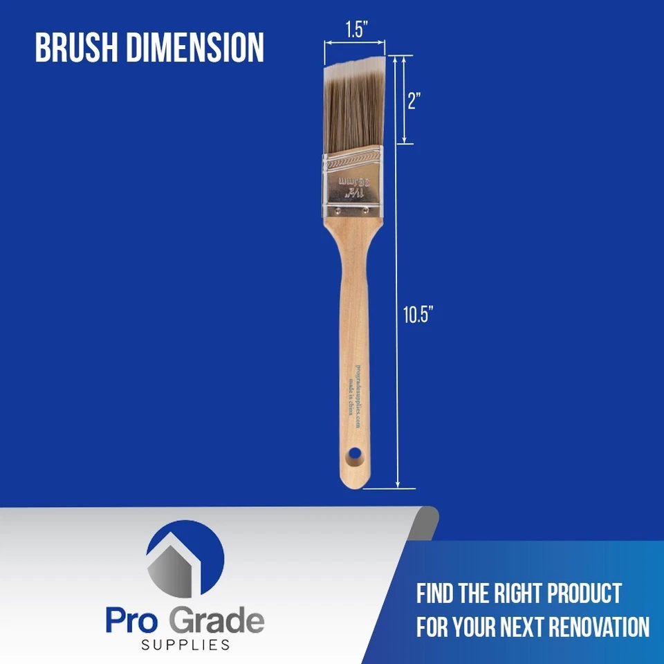 12PK 1.5" Ángulo Casa Pared, Juego de Pinceles de Pintura Hogar Exterior o Interior Cepillo Foto 2 de 4