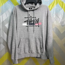 VINTAGE Y2K STUSSY INTERNATIONAL HEATHER GRAY HOODIE MEN'S SIZE LARGE BOXXY FIT