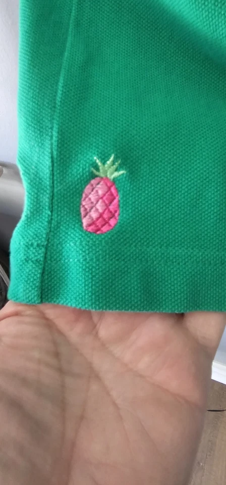 QUACKER FACTORY Cotton Knit Maxi Skirt Womens Size M Kelly Green Pink Pineapples - Image 3 of 4