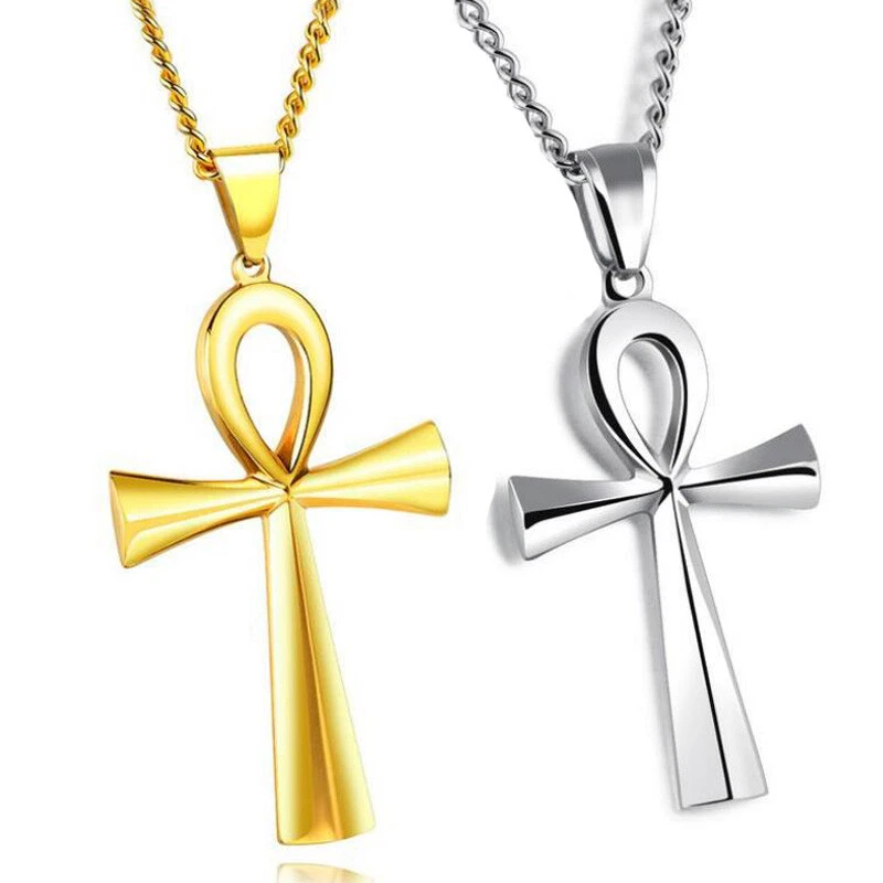 Collana Ankh Croce Antica Egizia Catena Scatola In Acciaio Inossidabile - Foto 5