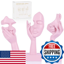 oliruim 3 Pcs Thinker Small Statue Set - Pink Art Abstract Home Accent Figurines