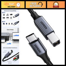 USB-B to USB-C Cable 6.6FT, Nylon Braided, Fast Charging for Printer  MIDI Devi