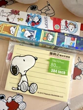 Super Cute Peanuts Snoopy Gel Mystery 2 Pens  with 1 Sticky note pad set